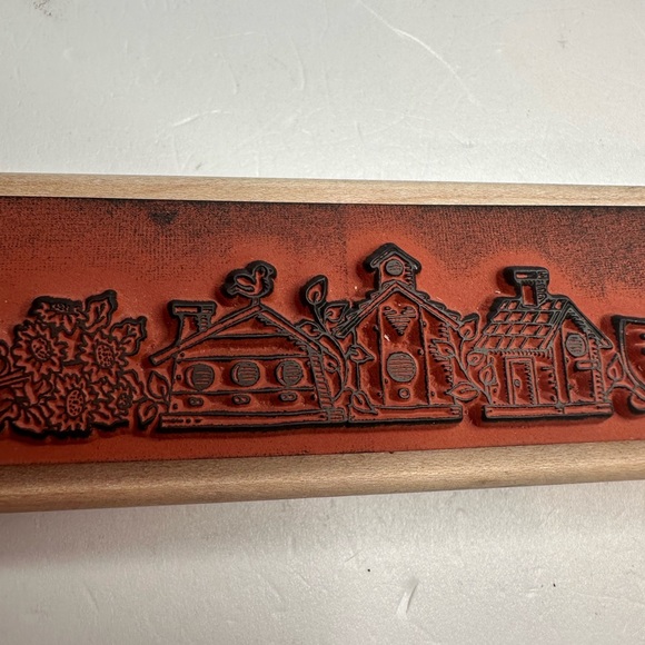 Stampin Up ‘96 Watermelon Birdhouse Sunflower 6.5X 1.5” Wood Block Stamp VINTAGE - Picture 9 of 14